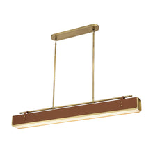 Load image into Gallery viewer, Valise LED Linear Pendant Light in Large/Vintage Brass/Cognac Leather .
