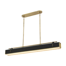 Load image into Gallery viewer, Valise LED Linear Pendant Light in Large/Vintage Brass/Tuxedo Leather .
