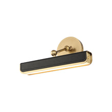 Load image into Gallery viewer, Valise LED Picture Light in Small/Vintage Brass/Tuxedo Leather .
