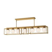 Load image into Gallery viewer, Amelia Linear Pendant Light in Aged Gold (7-Light).
