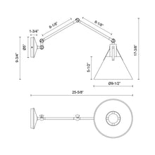 Load image into Gallery viewer, Archer Adjustable Wall Light - line drawing.

