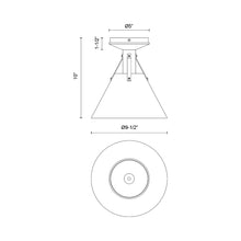 Load image into Gallery viewer, Archer Semi Flush Mount Ceiling Light - line drawing.
