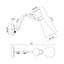 Load image into Gallery viewer, Blake Adjustable Wall Light - line drawing.
