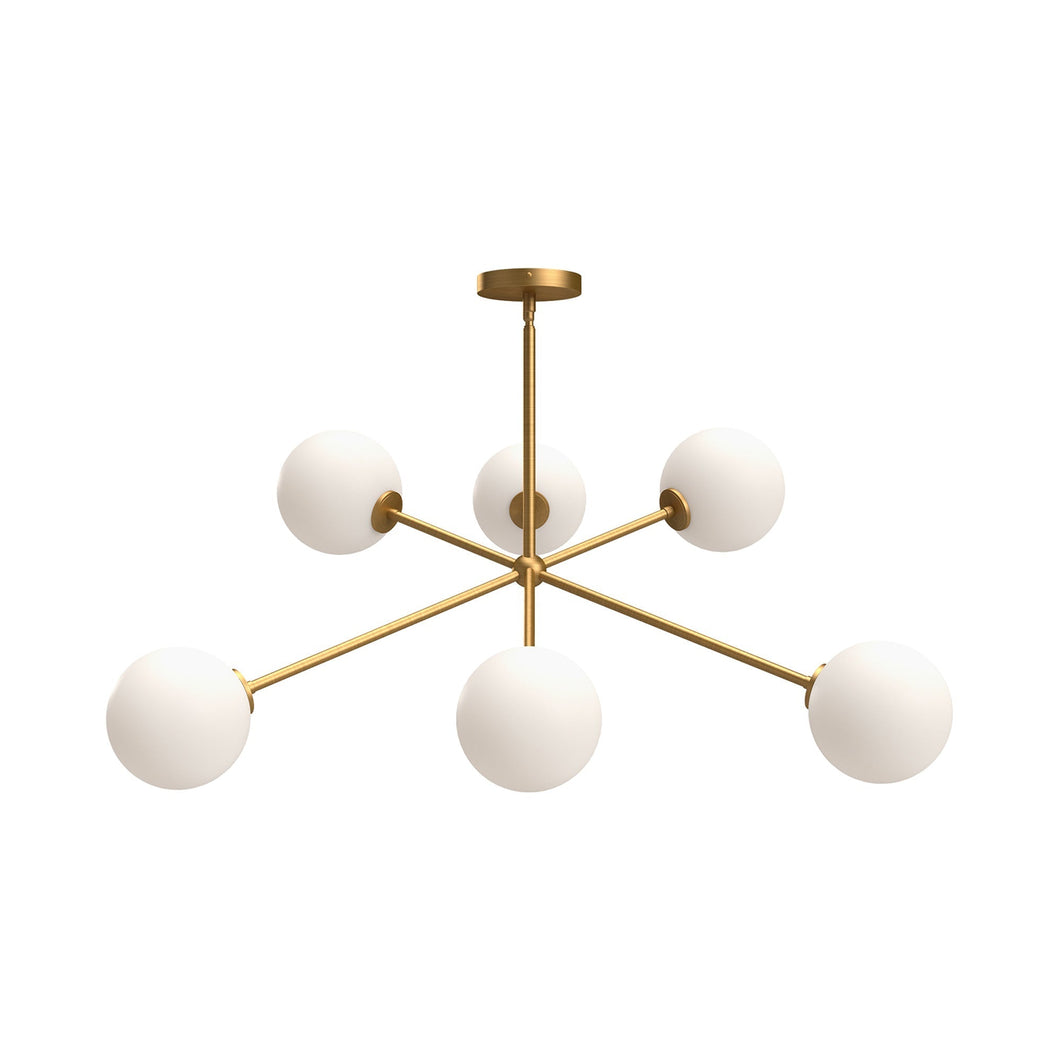 Cassia Chandelier in Aged Gold/Opal Glass.