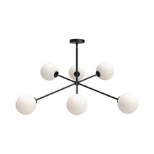 Load image into Gallery viewer, Cassia Chandelier in Matte Black/Opal Glass.
