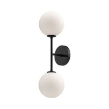 Load image into Gallery viewer, Cassia Wall Light in Matte Black/Opal Glass (2-Light).
