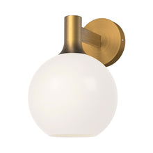 Load image into Gallery viewer, Castilla Bath Wall Light in Aged Gold/Opal Matte Glass.
