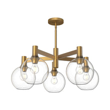 Load image into Gallery viewer, Castilla Chandelier in Aged Gold/Clear Glass (5-Light).
