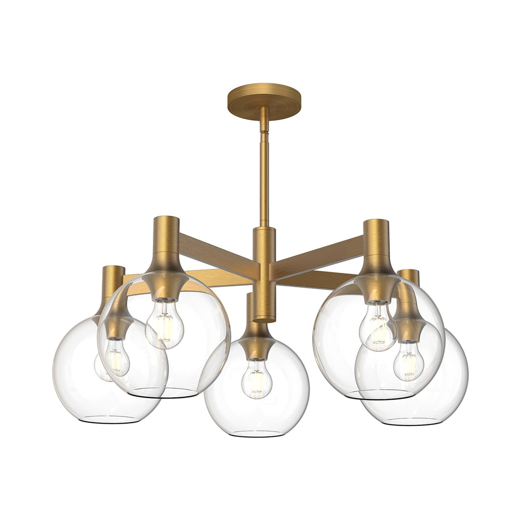 Castilla Chandelier in Aged Gold/Clear Glass (5-Light).