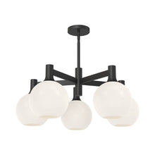 Load image into Gallery viewer, Castilla Chandelier in Matte Black/Opal Matte Glass (5-Light).
