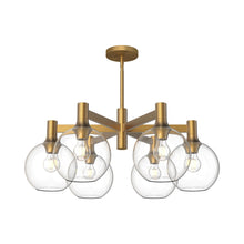 Load image into Gallery viewer, Castilla Chandelier in Aged Gold/Clear Glass (6-Light).
