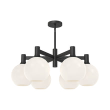 Load image into Gallery viewer, Castilla Chandelier in Matte Black/Opal Matte Glass (6-Light).
