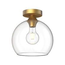 Load image into Gallery viewer, Castilla Flush Mount Ceiling Light in Aged Gold/Clear Glass (Medium).
