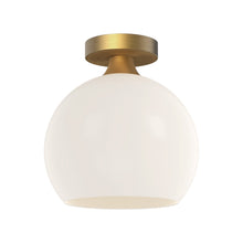 Load image into Gallery viewer, Castilla Flush Mount Ceiling Light in Aged Gold/Opal Matte Glass (Medium).
