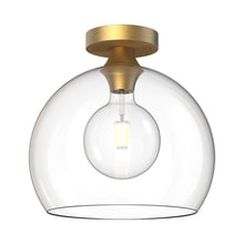 Load image into Gallery viewer, Castilla Flush Mount Ceiling Light in Aged Gold/Clear Glass (Large).
