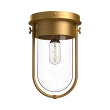 Load image into Gallery viewer, Cyrus Flush Mount Ceiling Light in Aged Gold.
