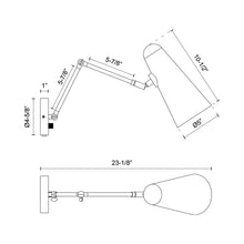 Load image into Gallery viewer, Daniel Adjustable Wall Light - line drawing.
