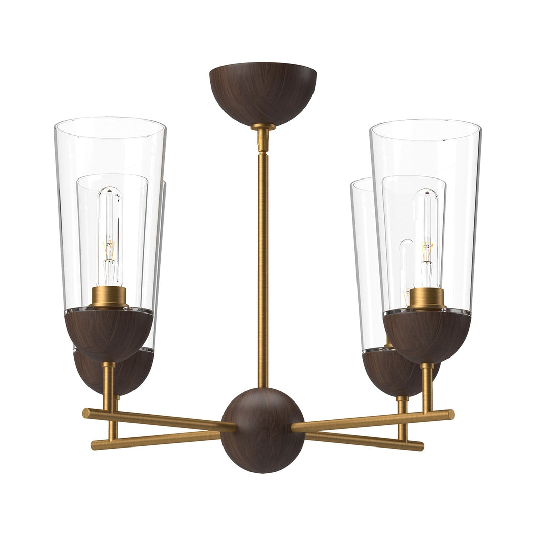 Emil Chandelier in Aged Gold/Walnut.