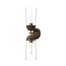 Load image into Gallery viewer, Emil Wall Light in Aged Gold/Walnut (2-Light).
