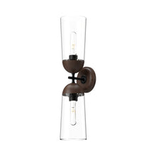 Load image into Gallery viewer, Emil Wall Light in Matte Black/Walnut (2-Light).
