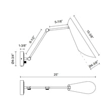 Load image into Gallery viewer, Gabriel Adjustable Wall Light - line drawing.
