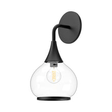 Load image into Gallery viewer, Hazel Bath Wall Light in Matte Black/Clear Glass.
