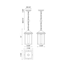 Load image into Gallery viewer, Larchmont Outdoor Pendant Light - line drawing.
