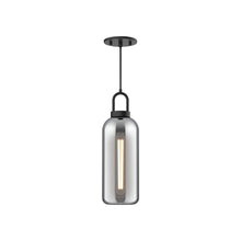 Load image into Gallery viewer, Soji Pendant Light in Matte Black/Smoked Solid Glass (Small).
