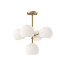 Load image into Gallery viewer, Willow Chandelier in Brushed Gold/Opal Matte Glass (5-Light).
