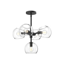 Load image into Gallery viewer, Willow Chandelier in Matte Black/Clear Glass (5-Light).
