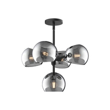 Load image into Gallery viewer, Willow Chandelier in Matte Black/Smoked Solid Glass (5-Light).
