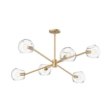 Load image into Gallery viewer, Willow Chandelier in Brushed Gold/Clear Glass (6-Light).
