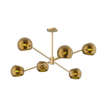 Load image into Gallery viewer, Willow Chandelier in Brushed Gold/Copper Glass (6-Light).
