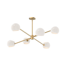 Load image into Gallery viewer, Willow Chandelier in Brushed Gold/Opal Matte Glass (6-Light).
