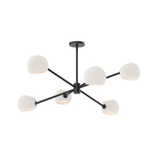 Load image into Gallery viewer, Willow Chandelier in Matte Black/Opal Matte Glass (6-Light).
