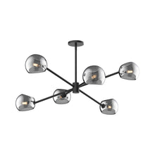 Load image into Gallery viewer, Willow Chandelier in Matte Black/Smoked Solid Glass (6-Light).
