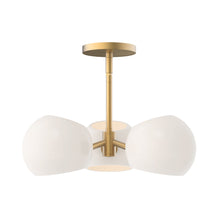 Load image into Gallery viewer, Willow Pendant Light in Brushed Gold/Opal Matte Glass.
