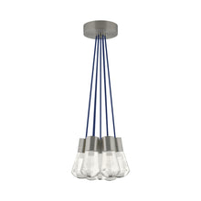 Load image into Gallery viewer, Alva 7-Light LED Pendant Light in Satin Nickel/Blue.
