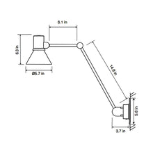 Load image into Gallery viewer, Type 80 W3 Wall Light - line drawing.
