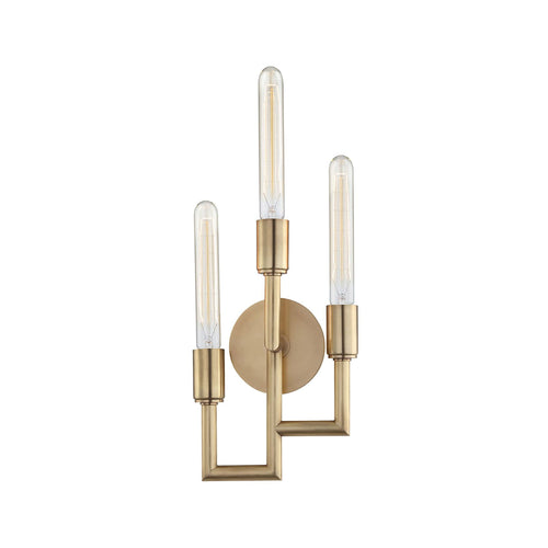Angler Wall Light in Aged Brass.