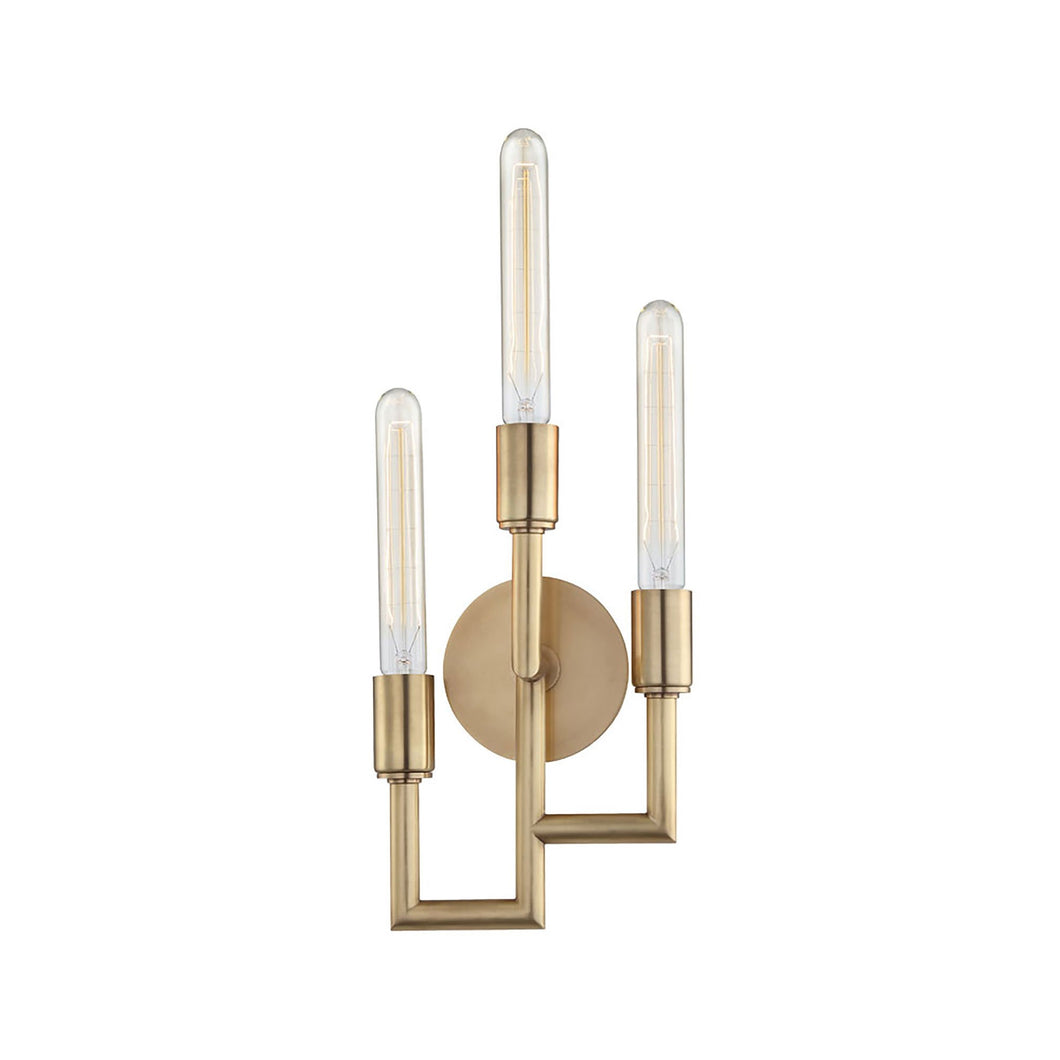Angler Wall Light in Aged Brass.