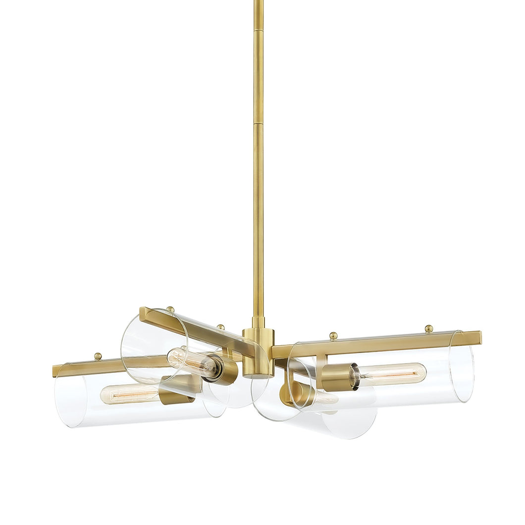 Ariel Chandelier in Aged Brass (4-Light).
