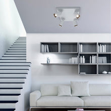 Load image into Gallery viewer, Cayman Square LED Semi 4-Light Ceiling Light in living room.
