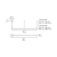 Load image into Gallery viewer, Alphabet of Light LED Linear Suspension Light - line drawing.
