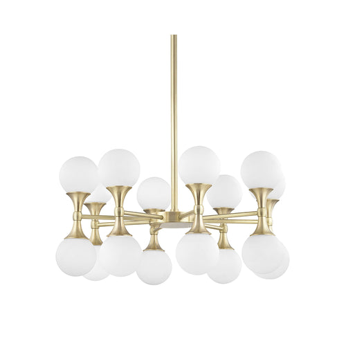 Astoria LED Chandelier in Aged Brass.