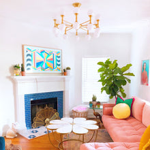 Load image into Gallery viewer, Astoria LED Chandelier in living room.
