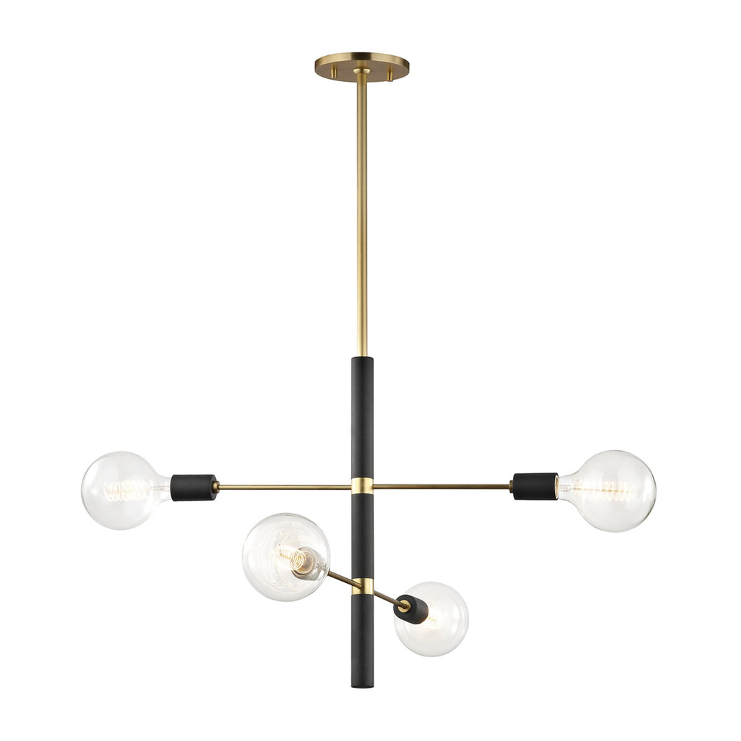 Astrid Chandelier in Aged Brass / Black/4-Light.