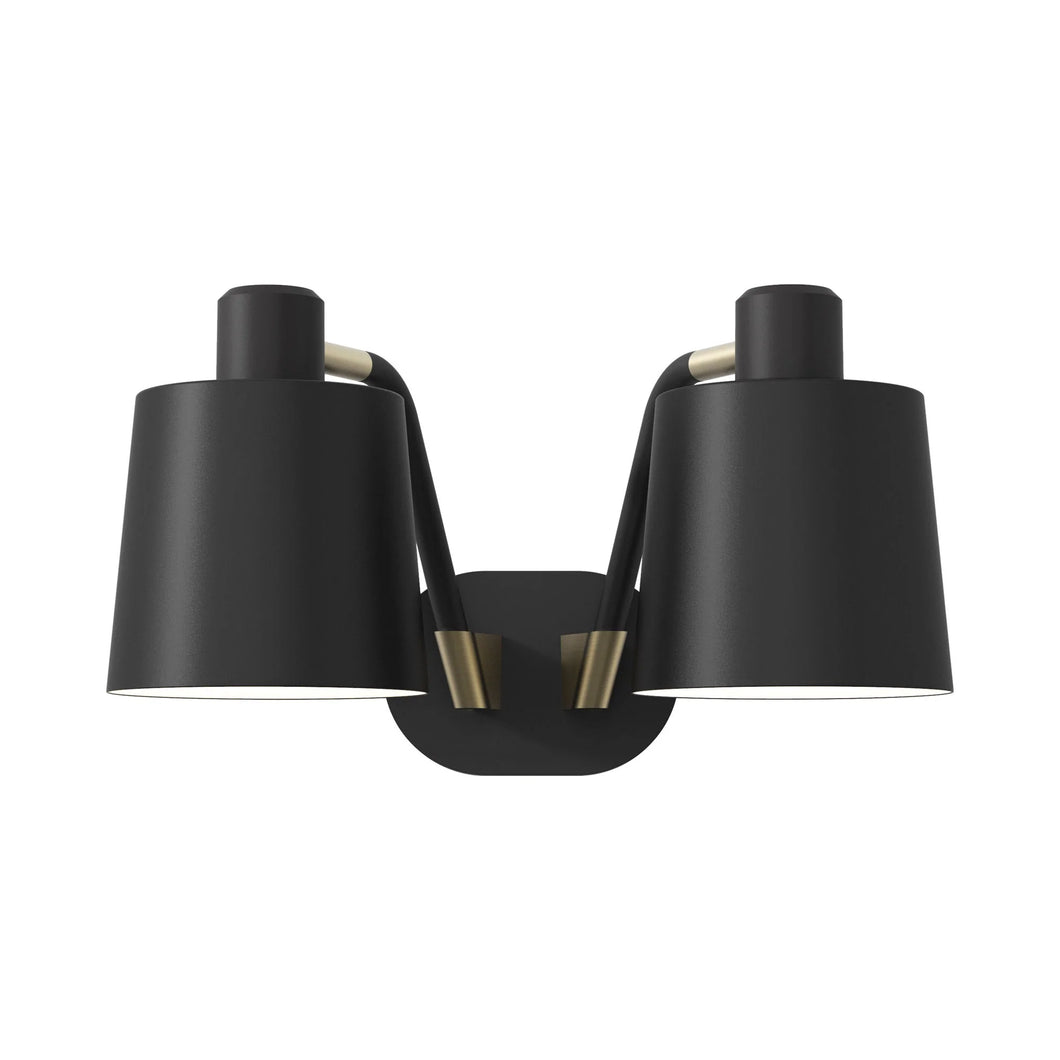 Edward Twin LED Wall Light in Matt Black.
