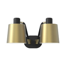 Load image into Gallery viewer, Edward Twin LED Wall Light in Matt Gold.
