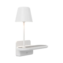 Load image into Gallery viewer, Ito LED Wall Light With Charging Shelf in Matt White.
